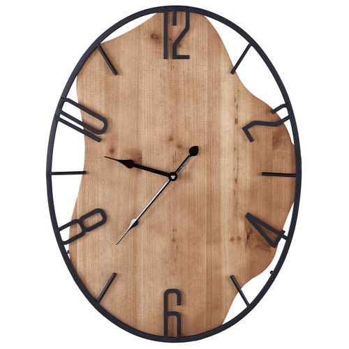 Horloge Murale 46 X 60 Cm Bois Clair Et Noir Meynes