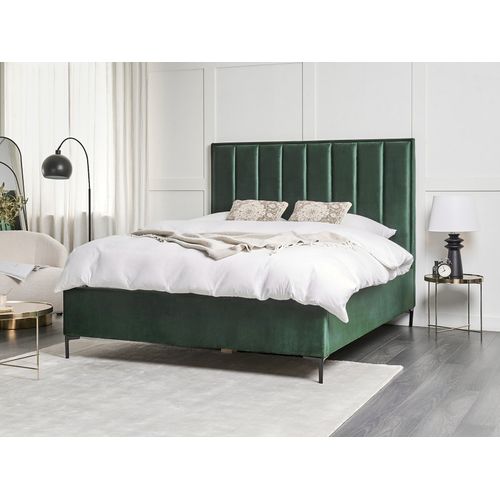 Ensemble De Chambre En Velours Vert Foncé Avec Lit Double 160 X 200 Cm Sezanne