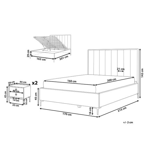 Ensemble De Chambre En Velours Vert Foncé Avec Lit Double 160 X 200 Cm Sezanne