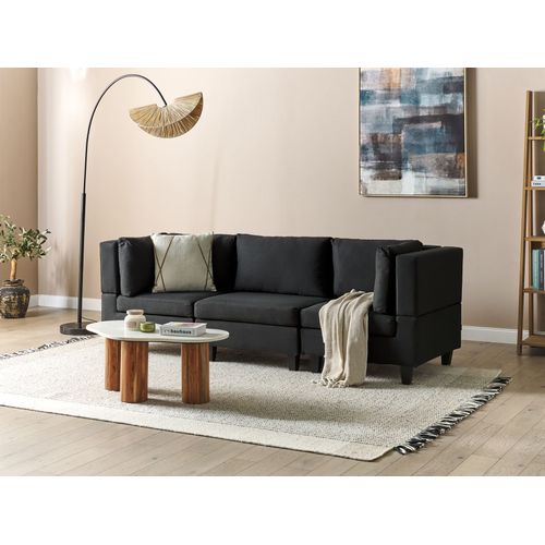 Canapé 3 Places En Tissu Noir Unstad