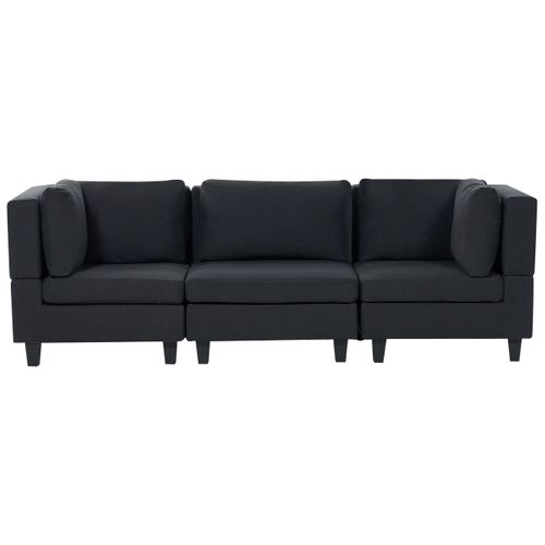 Canapé 3 Places En Tissu Noir Unstad
