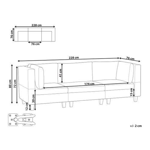 Canapé 3 Places En Tissu Noir Unstad