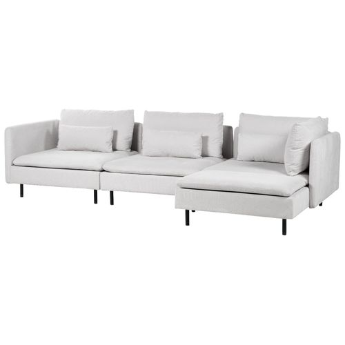 Canapé D'angle Côté Gauche 3 Places En Velours Côtelé Gris Egeris