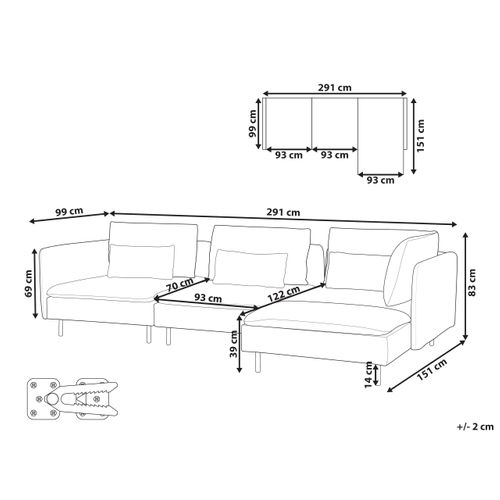 Canapé D'angle Côté Gauche 3 Places En Velours Côtelé Gris Egeris