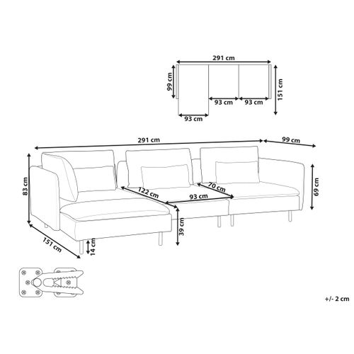 Canapé D'angle Côté Droit 3 Places En Velours Côtelé Gris Egeris