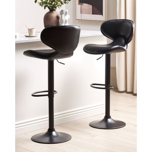Tabouret De Bar Set De 2 Cuir Pu Noir Conway
