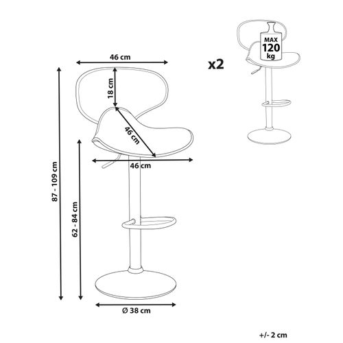 Tabouret De Bar Set De 2 Cuir Pu Noir Conway