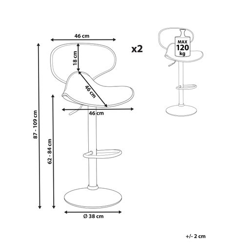 Tabouret De Bar Set De 2 Cuir Pu Beige Clair Conway