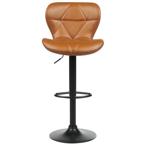 Tabouret De Bar Set De 2 Cuir Pu Marron Doré Valetta