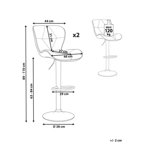 Tabouret De Bar Set De 2 Cuir Pu Marron Doré Valetta