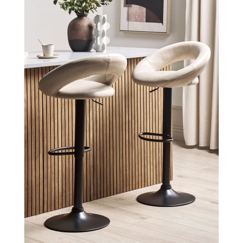 Tabouret De Bar Set De 2 Cuir Pu Beige Clair Peoria