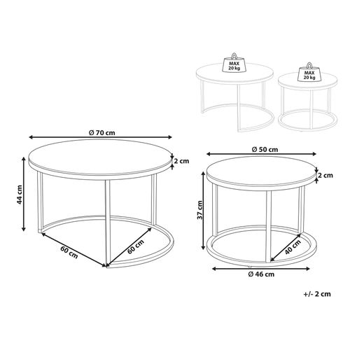 Set De 2 Tables Basses En Verre Et Pieds Dorés Grange