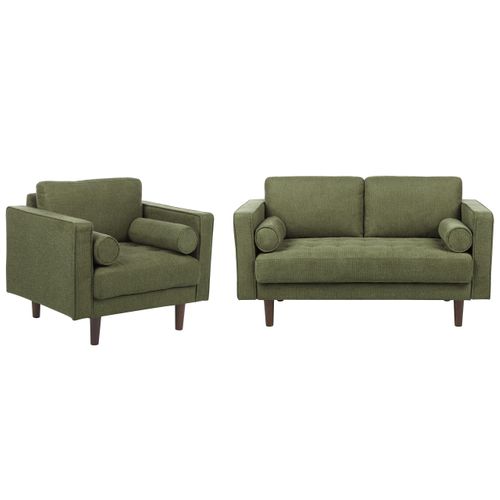 Ensemble De Salon 3 Places En Tissu Vert Nurmo