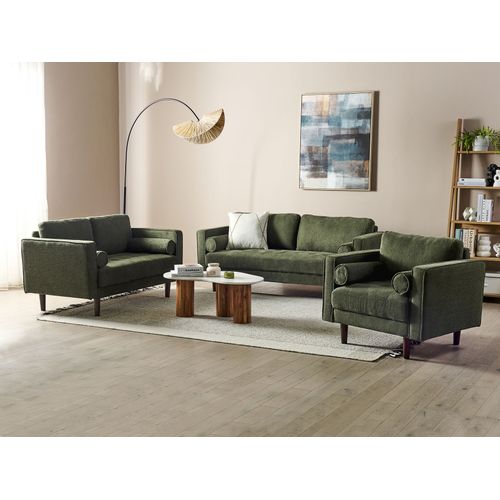 Ensemble De Salon 6 Places En Tissu Vert Nurmo