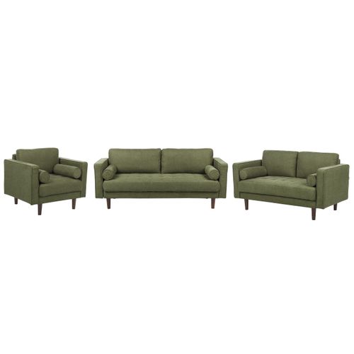 Ensemble De Salon 6 Places En Tissu Vert Nurmo