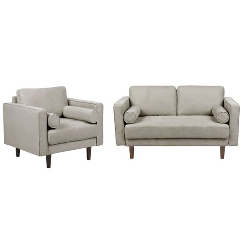 Ensemble De Salon 3 Places En Tissu Taupe Nurmo