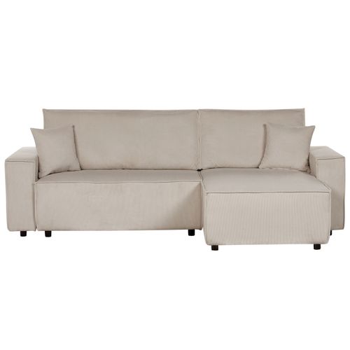 Canapé-lit D'angle à Gauche En Velours Côtelé Beige Abacka