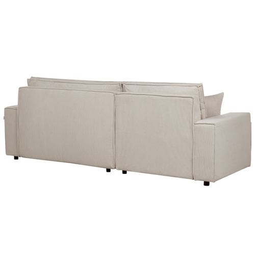 Canapé-lit D'angle à Droite En Velours Côtelé Beige Abacka