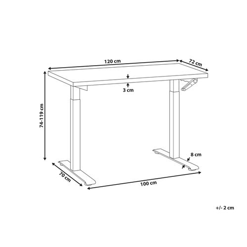 Table à Hauteur Ajustable Manuel 120 X 72 Cm Tailles Différentes