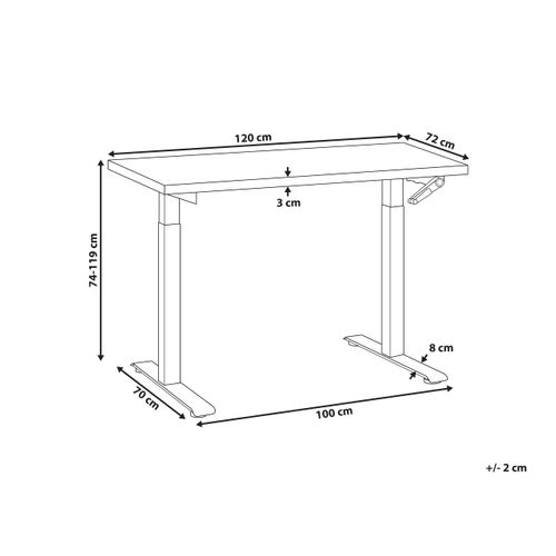 Table à Hauteur Ajustable Manuel 120 X 72 Cm Noir Destines