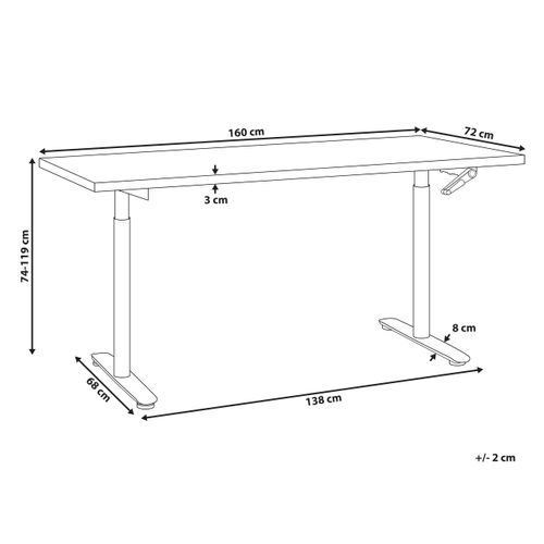 Table à Hauteur Ajustable Manuel 160 X 72 Cm Tailles Différentes