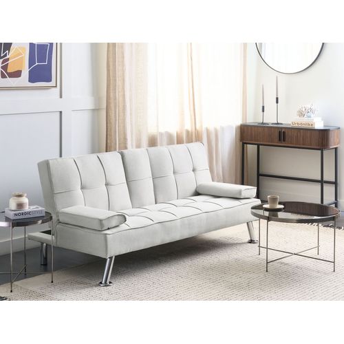 Canapé Convertible 3 Places En Tissu Beige Roxen