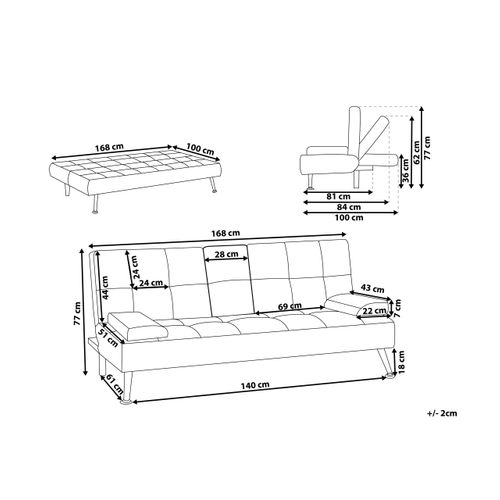 Canapé Convertible 3 Places En Tissu Beige Roxen
