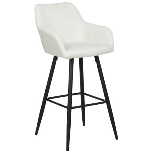 Tabouret De Bar Set De 2 Velours Blanc Cassé Casmalia