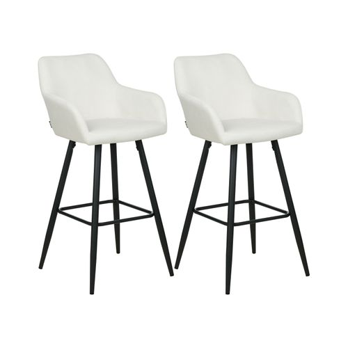 Tabouret De Bar Set De 2 Velours Blanc Cassé Casmalia
