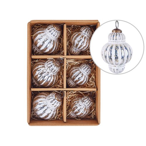Boules De Noël Set De 6 Argenté Cremeux