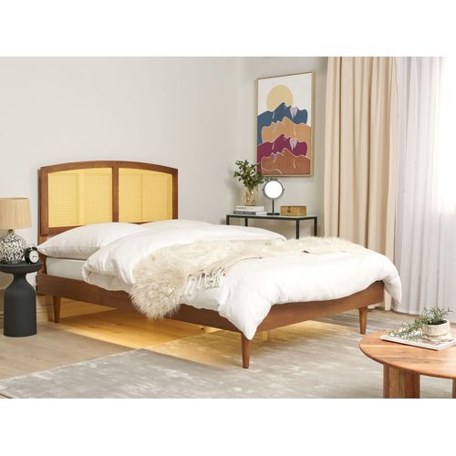 Lit Avec LED Rotin Varzy 140 X 200 Cm Marron