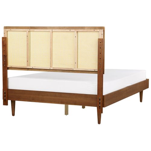 Lit Avec Sommier Rotin Auray 140 X 200 Cm Marron