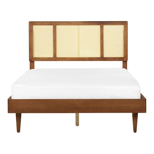 Lit Avec Sommier Rotin Auray 140 X 200 Cm Marron