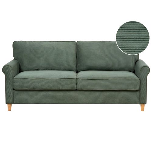 Canapé 3 Places En Velours Côtelé Vert Foncé Ronneby