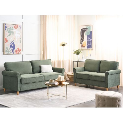 Ensemble De Canapés 2 + 3 Places En Velours Côtelé Vert Foncé Ronneby