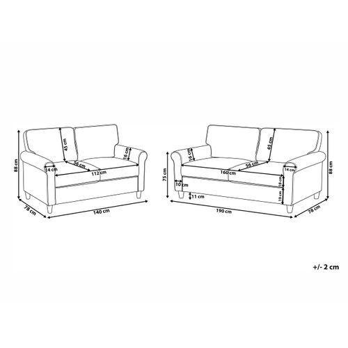 Ensemble De Canapés 2 + 3 Places En Velours Côtelé Vert Foncé Ronneby