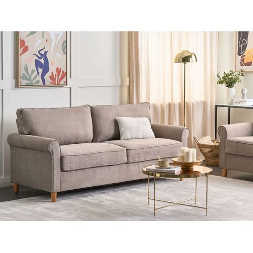 Canapé 3 Places En Tissu Marron Clair Ronneby