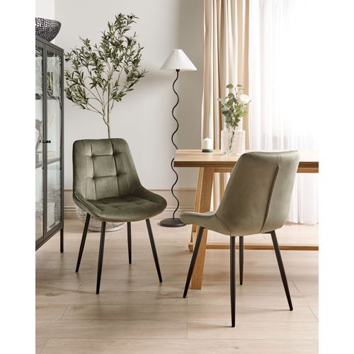 Chaise De Salle à Manger Set De 2 Velours Vert Olive Melrose