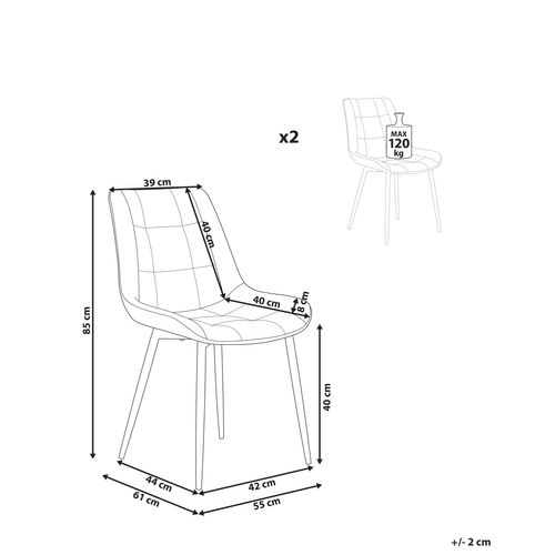 Chaise De Salle à Manger Set De 2 Velours Vert Olive Melrose