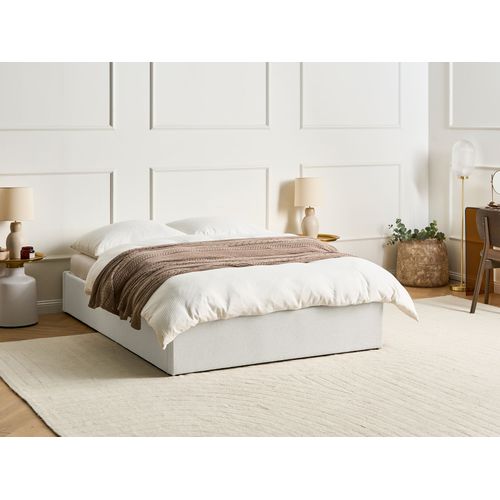 Lit Ottoman Sans Tête De Lit Tissu Dinan 140 X 200 Cm Beige Clair
