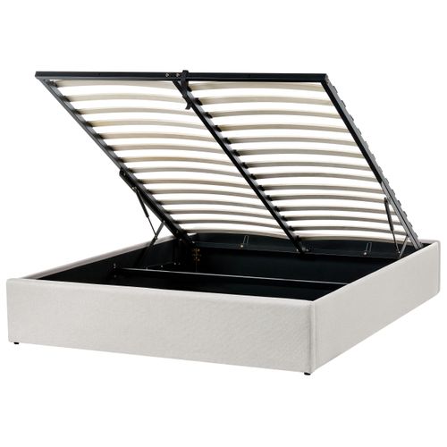 Lit Ottoman Sans Tête De Lit Tissu Dinan 140 X 200 Cm Beige Clair