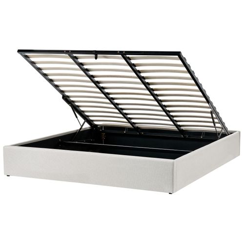 Lit Ottoman Sans Tête De Lit Tissu Dinan 180 X 200 Cm Beige Clair