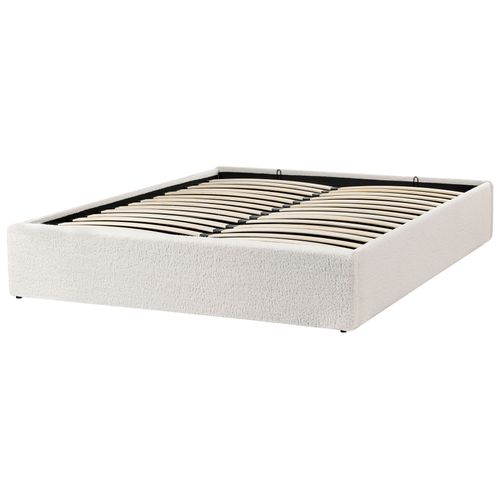 Lit Ottoman Sans Tête De Lit Bouclé Dinan 140 X 200 Cm Blanc Cassé