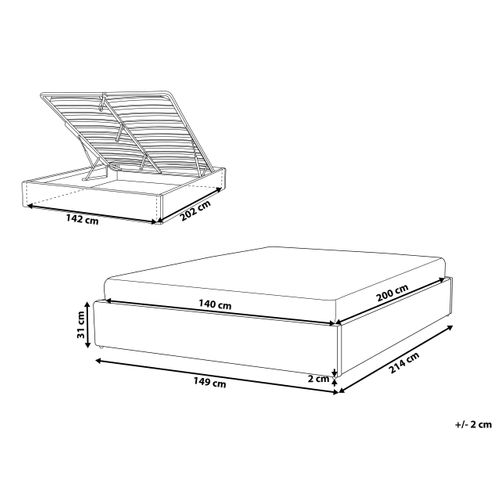 Lit Ottoman Sans Tête De Lit Bouclé Dinan 140 X 200 Cm Blanc Cassé