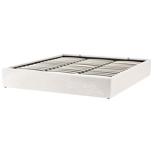 Lit Ottoman Sans Tête De Lit Bouclé Dinan 180 X 200 Cm Blanc Cassé