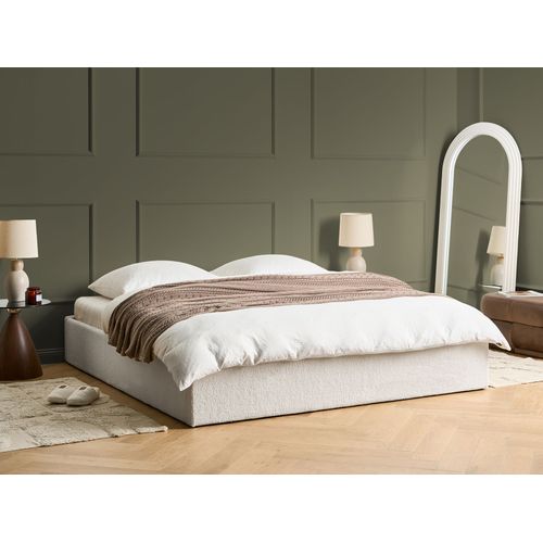 Lit Ottoman Sans Tête De Lit Bouclé Dinan 180 X 200 Cm Blanc Cassé