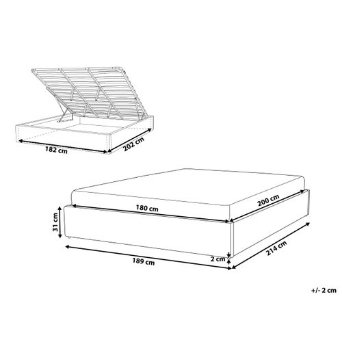 Lit Ottoman Sans Tête De Lit Bouclé Dinan 180 X 200 Cm Blanc Cassé