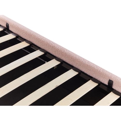 Lit Ottoman Sans Tête De Lit Bouclé Dinan 90 X 200 Cm Rose Pastel