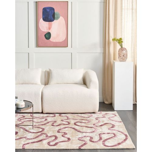 Tapis En Viscose 160 X 230 Cm Beige Et Rose Kappar