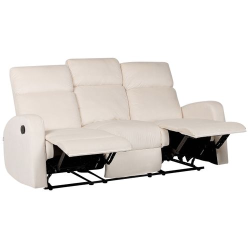 Canapé 3 Places Inclinable Manuellement En Velours Blanc Verdal